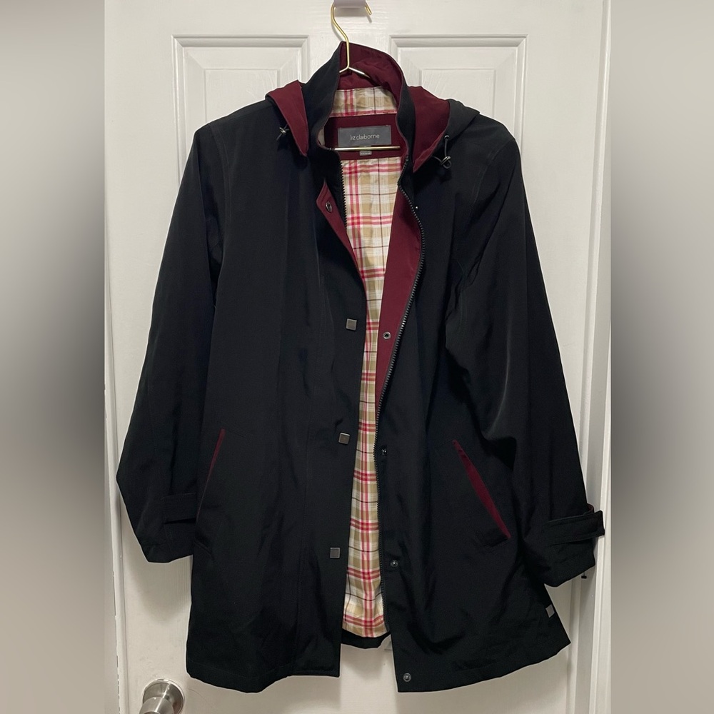Liz Claiborne Burgundy and Plaid Blazer